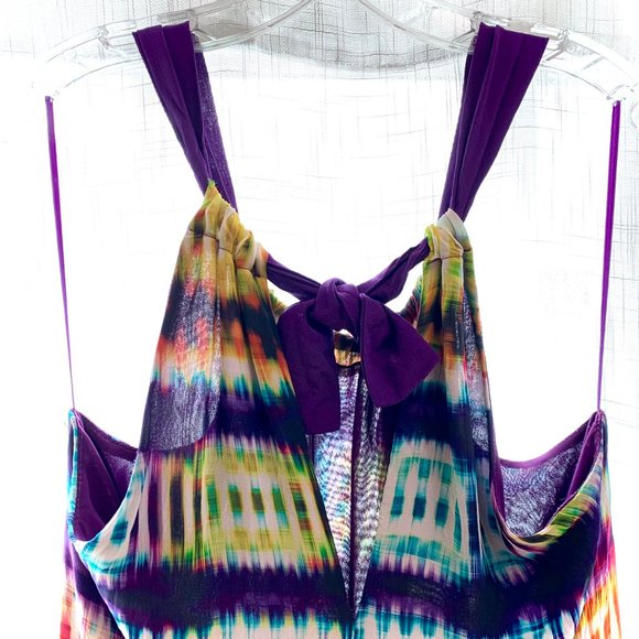 Trina Turk silk halter shift. Fully adjustable tie back. Fully lined. Multicolor - Picture 4 of 14